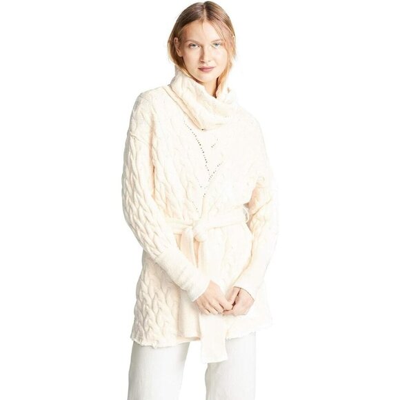 Free People Knit Sweater Size Small S Ivory Turtleneck Cable Long Sleeve New B54 - Picture 1 of 7